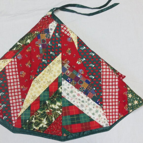Handmade Quilted Christmas Tree Skirt 41" Star Patchwork Nostalgic Heirloom - Picture 5 of 8